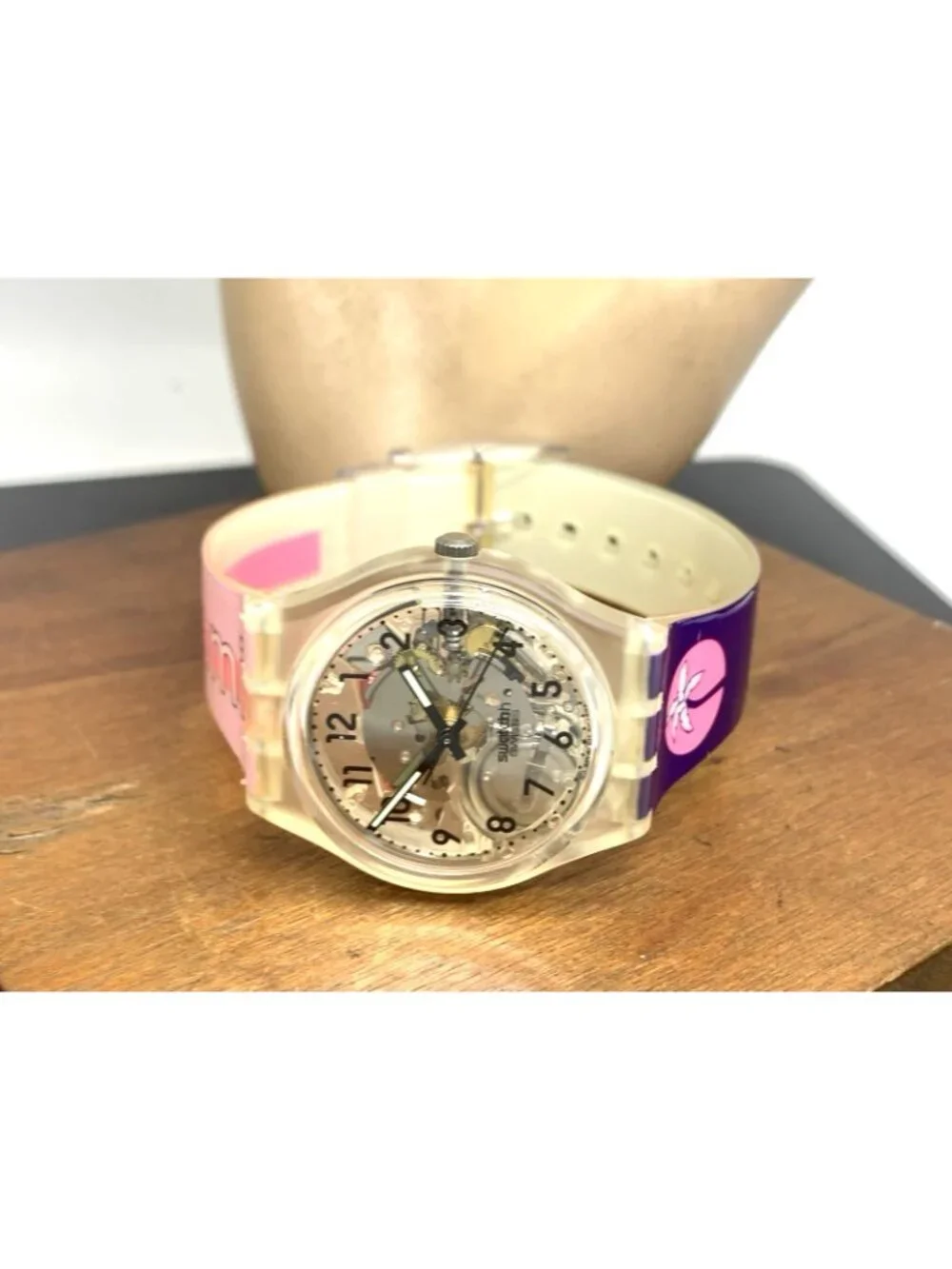 Swatch Unisex Watch GK209C Miami Swiss Quartz Pink Blue Rubber Vintage 1994 34mm